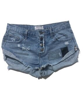 One Teaspoon Bandits Relaxed Fit Low-Rise Distressed Buttonfly Shorts Size 26
